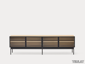 BLUR - Wood veneer and glass TV cabinet _ TEULAT