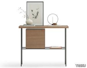 KUTXA - Rectangular wooden and metal console table with shelving _ TREKU