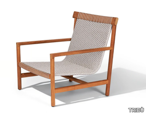 AMANU - Sled base teak garden armchair with armrests _ TRIBÙ