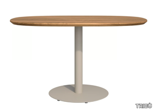 T-TABLE - Oval garden table with steel base and teak top _ TRIBÙ