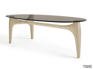 KYAMAN - Oval coffee table with marble base and glass top _ TRNK