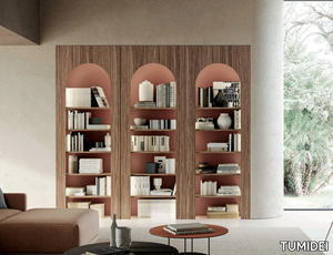 ARCO - Open wooden bookcase with built-in lights _ TUMIDEI