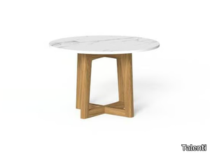 EVER - Round teak and porcelain stoneware garden side table _ Talenti