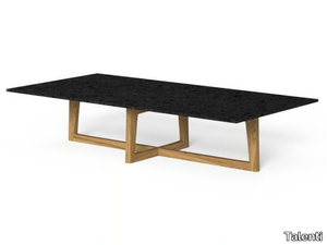 EVER - Rectangular teak and porcelain stoneware garden side table _ Talenti