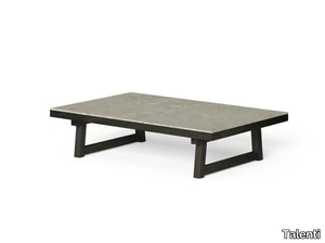 ALABAMA/WOOD - Sled base porcelain stoneware coffee table with iroko frame _ Talenti