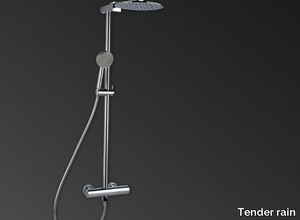 ECHO WATERFALL - Wall-mounted brass shower panel with hand shower _ Tender rain