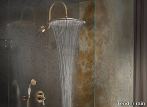 EMISFERO - Wall-mounted brass rain shower with arm _ Tender rain