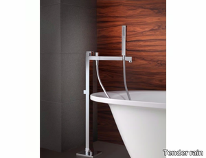 Freestanding bathtub faucet - Floor standing 1 hole brass bathtub mixer with hand shower _ Tender rain