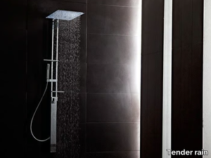 JETTO - Wall-mounted brass shower panel with hand shower _ Tender rain