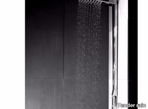 SHARP - Wall-mounted brass shower panel with overhead shower _ Tender rain