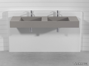 SQUARE DOUBLE LATQ2 - Wall-mounted double Pietraluce® washbasin _ Technova