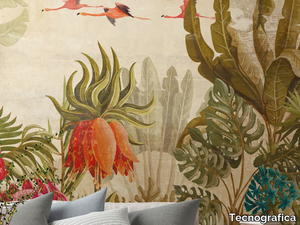 COLONIAL - Contemporary style Tropical fabric wallpaper _ Tecnografica