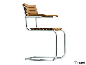 S 40 F - Cantilever iroko garden chair with armrests _ Thonet