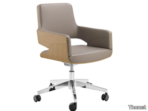 S 845 DRW / PVDRW - Leather office chair with castors with armrests with 5-Spoke base _ Thonet