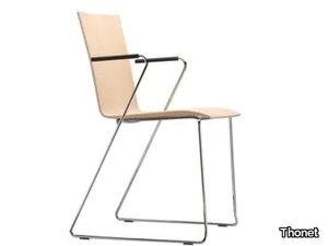 S 182 FST - Sled base plywood chair with armrests _ Thonet