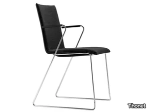 S 182 PVFST - Sled base upholstered chair with armrests _ Thonet