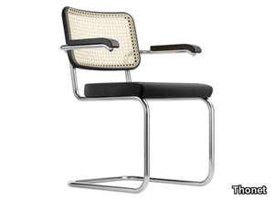 S 64 SPV - Cantilever chair with armrests with canework backrest _ Thonet