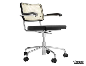 S 64 SPVDR - Swivel chair with castors and with canework backrest _ Thonet