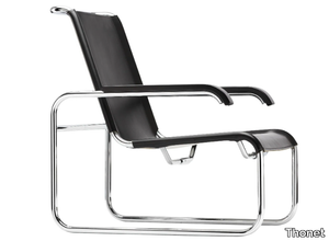 S 35 L - Sled base leather armchair with armrests _ Thonet