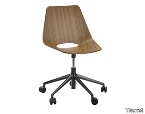 S 661 DR - Multi-layer wood office chair with castors with 5-Spoke base _ Thonet