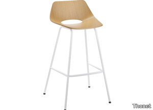 S 661 H - Contemporary style high multi-layer wood stool with footrest _ Thonet