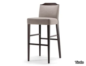 BOSTON - Upholstered solid wood stool with footrest with back _ Tirolo