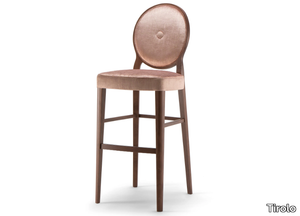 SOFIA - Solid wood stool with back with integrated cushion _ Tirolo