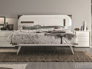 TASCA - Upholstered leather double bed with upholstered headboard _ Tomasella