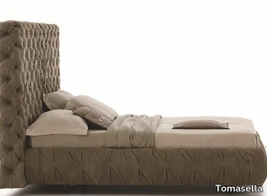 CHANTAL - Leather double bed with high headboard _ Tomasella