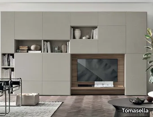 ATLANTE UNIT AT214 - Freestanding wooden TV wall system _ Tomasella