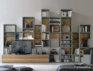 ATLANTE UNIT AT220 - Freestanding wooden bookcase with TV stand _ Tomasella