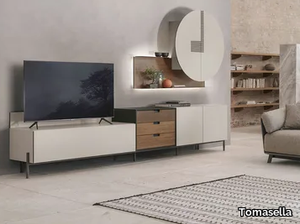 TIME - Low modular wooden TV cabinet with drawers _ Tomasella