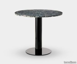 Tube Dining Table Black Base Pebble Marble