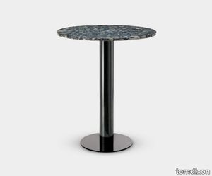 Tube High Table Black Base Pebble Marble