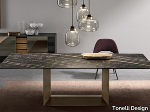 T5 E - Extending rectangular ceramic and metal table _ Tonelli Design