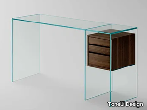 MARCELL - Rectangular wood and glass console table with drawers _ Tonelli Design