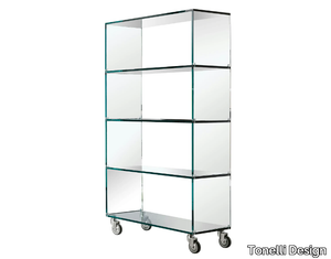 LIBRERIA - Glass bookcase with casters _ Tonelli Design