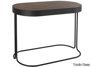 CORA - Extendable oval console in walnut and steel base _ Tonin Casa