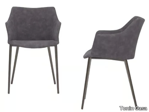 AGATA - Upholstered leather chair with armrests _ Tonin Casa