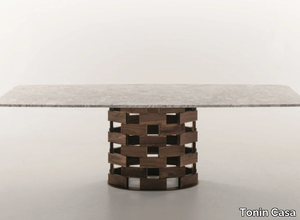 COLOSSEO - Rectangular porcelain stoneware table with walnut base _ Tonin Casa