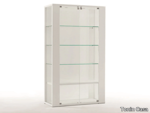 AURORA - Wood and glass display cabinet with integrated lighting _ Tonin Casa