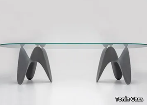 BIG GAYA - Oval tempered glass table _ Tonin Casa