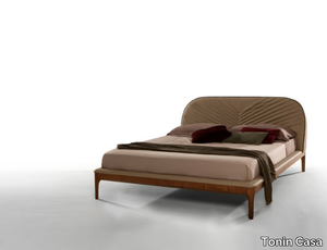 MICHELANGELO - Leather double bed with upholstered headboard _ Tonin Casa