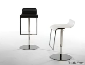 MILANO - Upholstered leather stool with footrest _ Tonin Casa