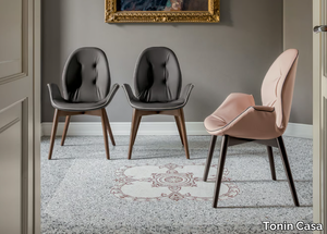 SORRENTO - Upholstered leather chair with armrests _ Tonin Casa