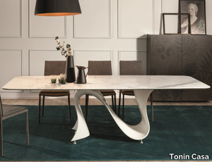 WAVE - Carrara marble table with Baydur® base _ Tonin Casa