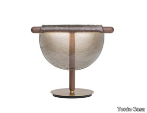 DALÌ - LED glass and solid oak table lamp _ Tonin Casa