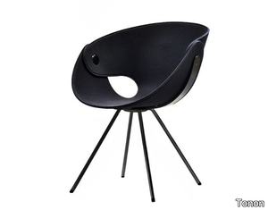 FL@T - Trestle-based fabric or leather chair with armrests _ Tonon