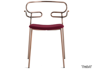 GENOA - Metal restaurant chair with armrests with integrated cushion _ TrabA'