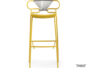 GENOA CROSS - Metal stool with back with integrated cushion _ TrabA'